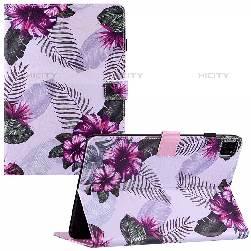 Custodia Portafoglio In Pelle Fantasia Modello Cover con Supporto Y02B per Apple iPad Pro 11 (2021) Viola