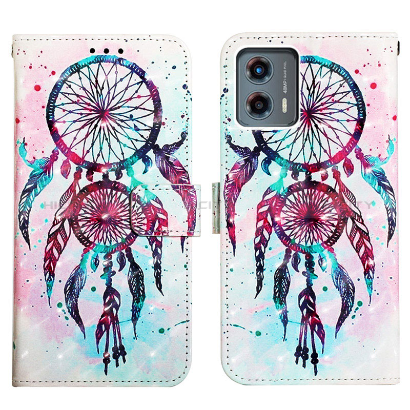 Custodia Portafoglio In Pelle Fantasia Modello Cover con Supporto Y02B per Motorola Moto G 5G (2023) Azzurro