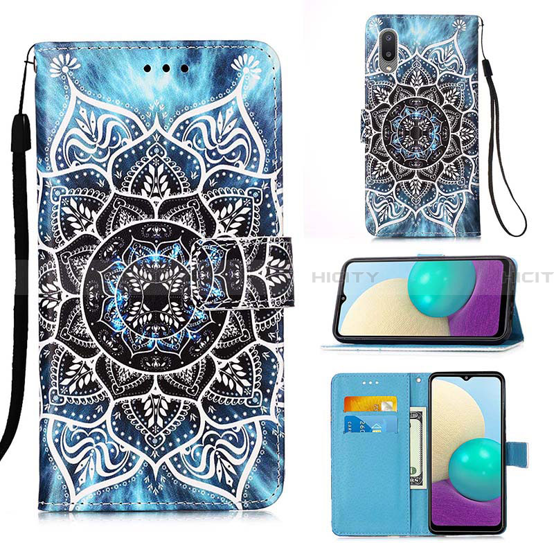 Custodia Portafoglio In Pelle Fantasia Modello Cover con Supporto Y02B per Samsung Galaxy A02