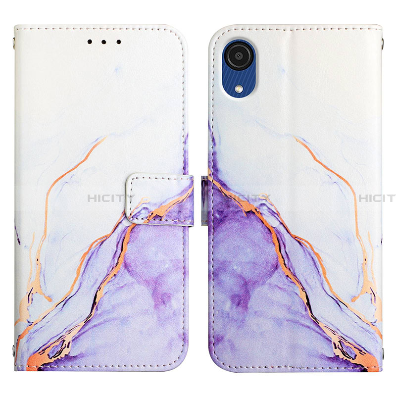 Custodia Portafoglio In Pelle Fantasia Modello Cover con Supporto Y02B per Samsung Galaxy A03 Core Lavanda