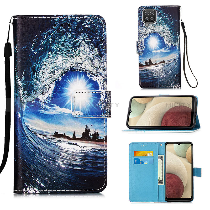 Custodia Portafoglio In Pelle Fantasia Modello Cover con Supporto Y02B per Samsung Galaxy A12