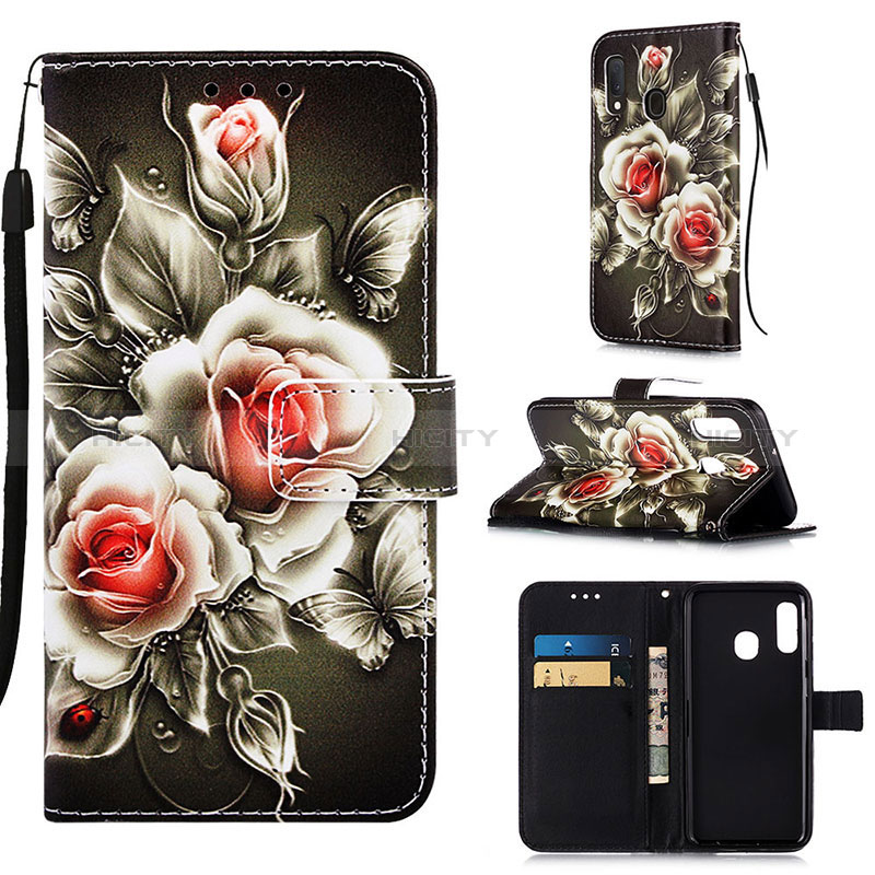 Custodia Portafoglio In Pelle Fantasia Modello Cover con Supporto Y02B per Samsung Galaxy A20e