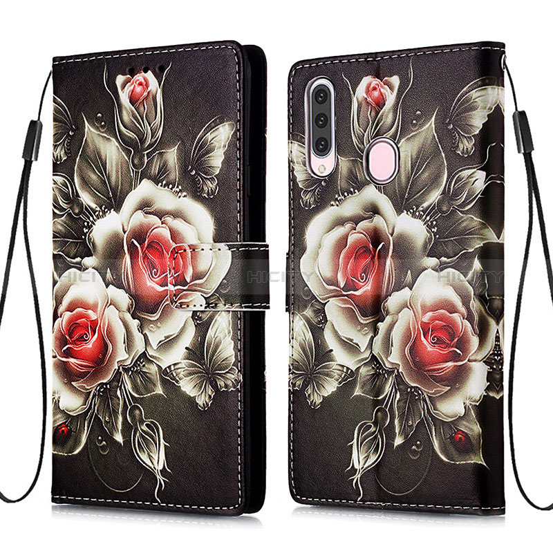 Custodia Portafoglio In Pelle Fantasia Modello Cover con Supporto Y02B per Samsung Galaxy A20s Nero