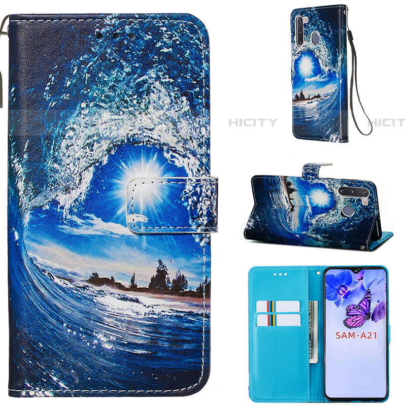 Custodia Portafoglio In Pelle Fantasia Modello Cover con Supporto Y02B per Samsung Galaxy A21 European