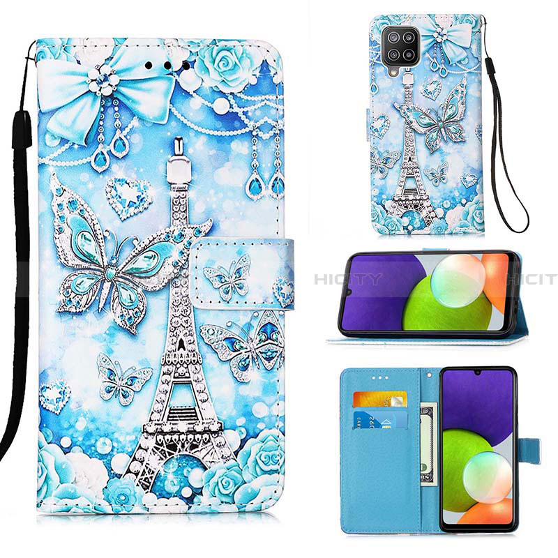 Custodia Portafoglio In Pelle Fantasia Modello Cover con Supporto Y02B per Samsung Galaxy A22 4G