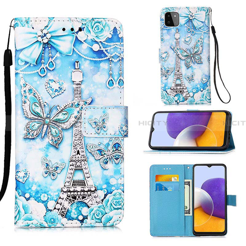 Custodia Portafoglio In Pelle Fantasia Modello Cover con Supporto Y02B per Samsung Galaxy A22 5G