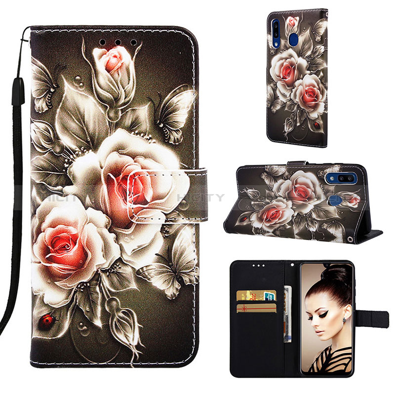 Custodia Portafoglio In Pelle Fantasia Modello Cover con Supporto Y02B per Samsung Galaxy A30