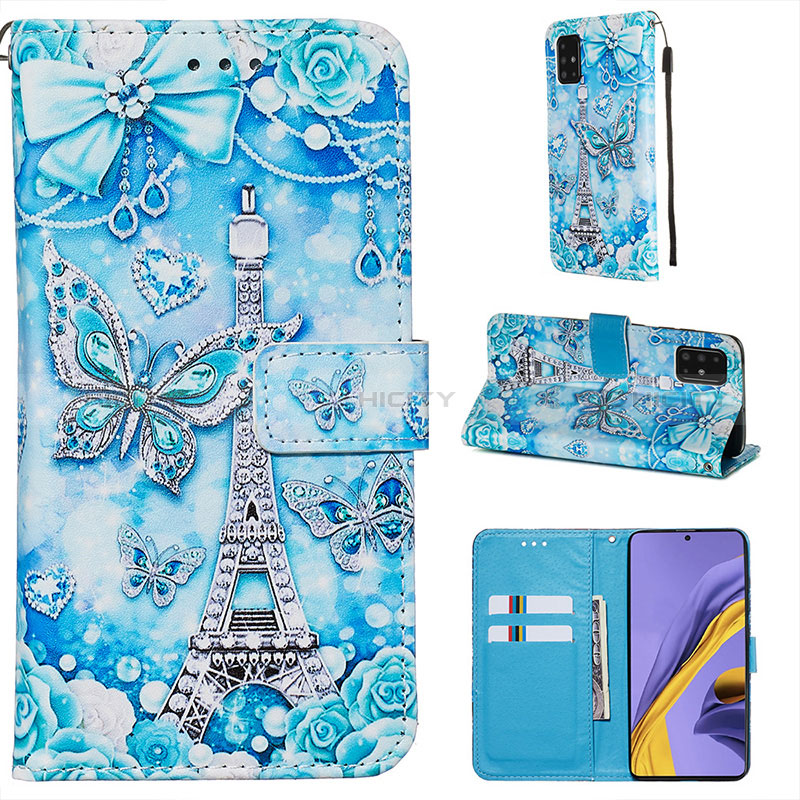 Custodia Portafoglio In Pelle Fantasia Modello Cover con Supporto Y02B per Samsung Galaxy A51 4G