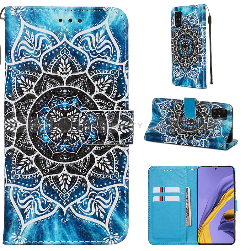 Custodia Portafoglio In Pelle Fantasia Modello Cover con Supporto Y02B per Samsung Galaxy A51 4G Multicolore