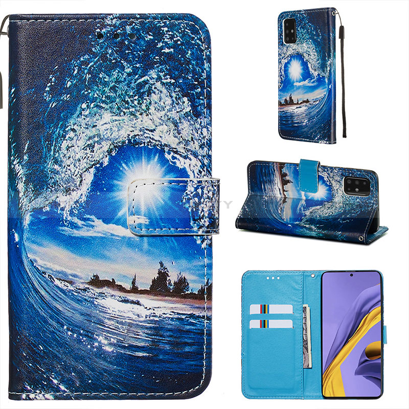 Custodia Portafoglio In Pelle Fantasia Modello Cover con Supporto Y02B per Samsung Galaxy M40S Blu Notte