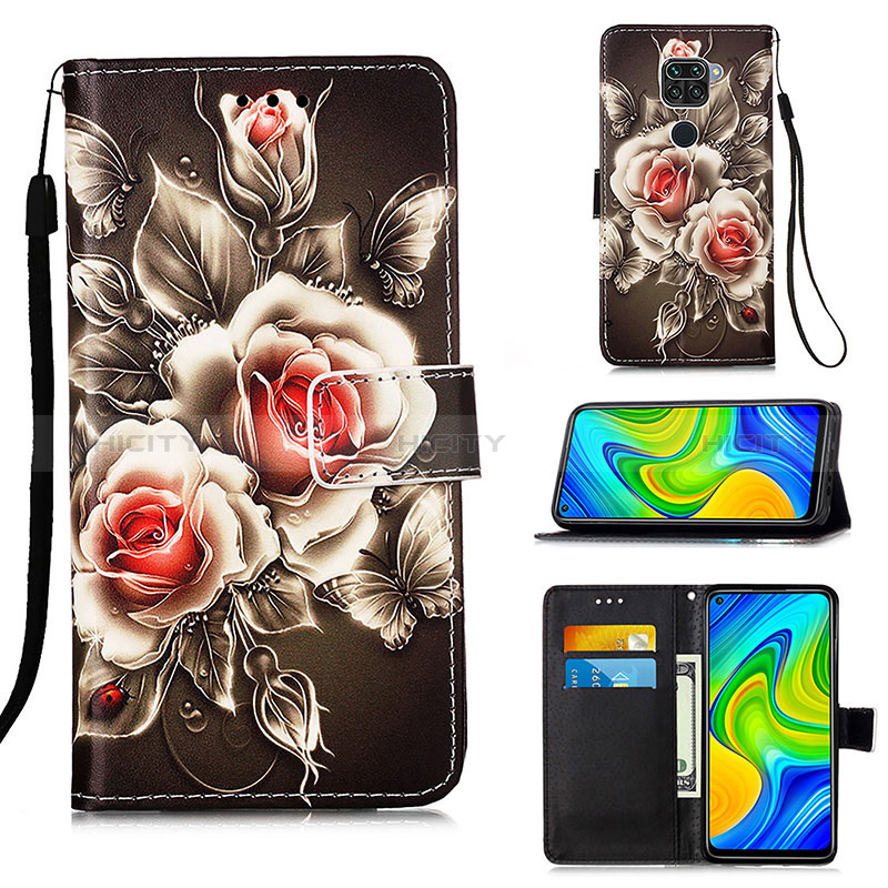 Custodia Portafoglio In Pelle Fantasia Modello Cover con Supporto Y02B per Xiaomi Redmi Note 9