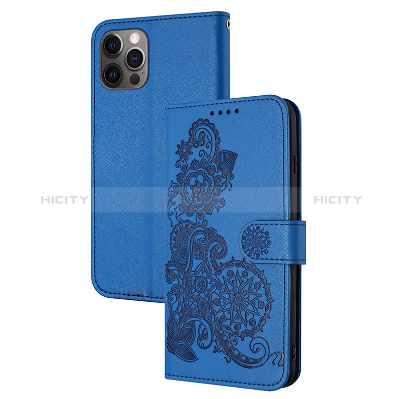 Custodia Portafoglio In Pelle Fantasia Modello Cover con Supporto Y02X per Apple iPhone 13 Pro Blu