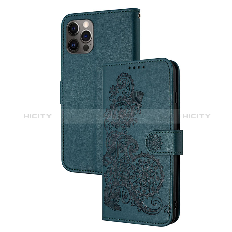 Custodia Portafoglio In Pelle Fantasia Modello Cover con Supporto Y02X per Apple iPhone 14 Pro Max Verde