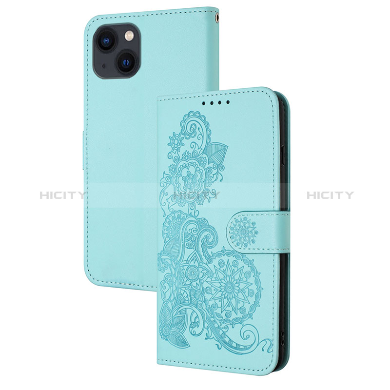 Custodia Portafoglio In Pelle Fantasia Modello Cover con Supporto Y02X per Apple iPhone 15 Cielo Blu