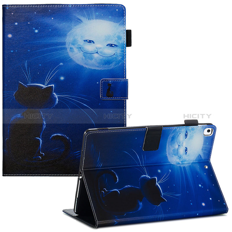 Custodia Portafoglio In Pelle Fantasia Modello Cover con Supporto Y03B per Apple iPad 10.2 (2019) Blu