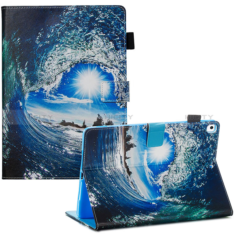 Custodia Portafoglio In Pelle Fantasia Modello Cover con Supporto Y03B per Apple iPad 10.2 (2019) Blu Notte