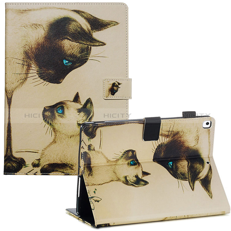 Custodia Portafoglio In Pelle Fantasia Modello Cover con Supporto Y03B per Apple iPad 10.2 (2019) Khaki