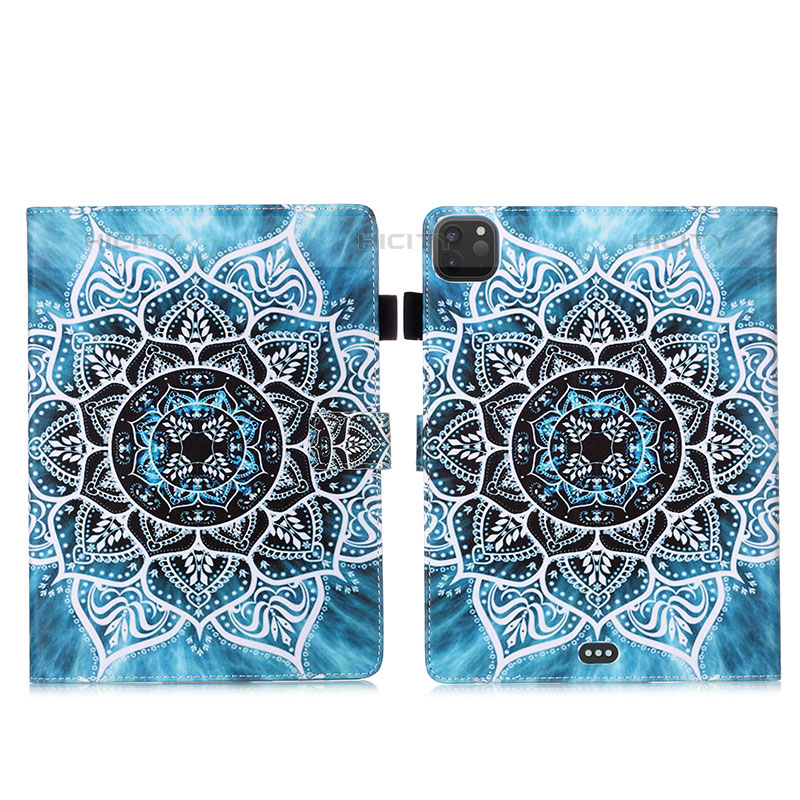 Custodia Portafoglio In Pelle Fantasia Modello Cover con Supporto Y03B per Apple iPad Pro 11 (2020) Cielo Blu