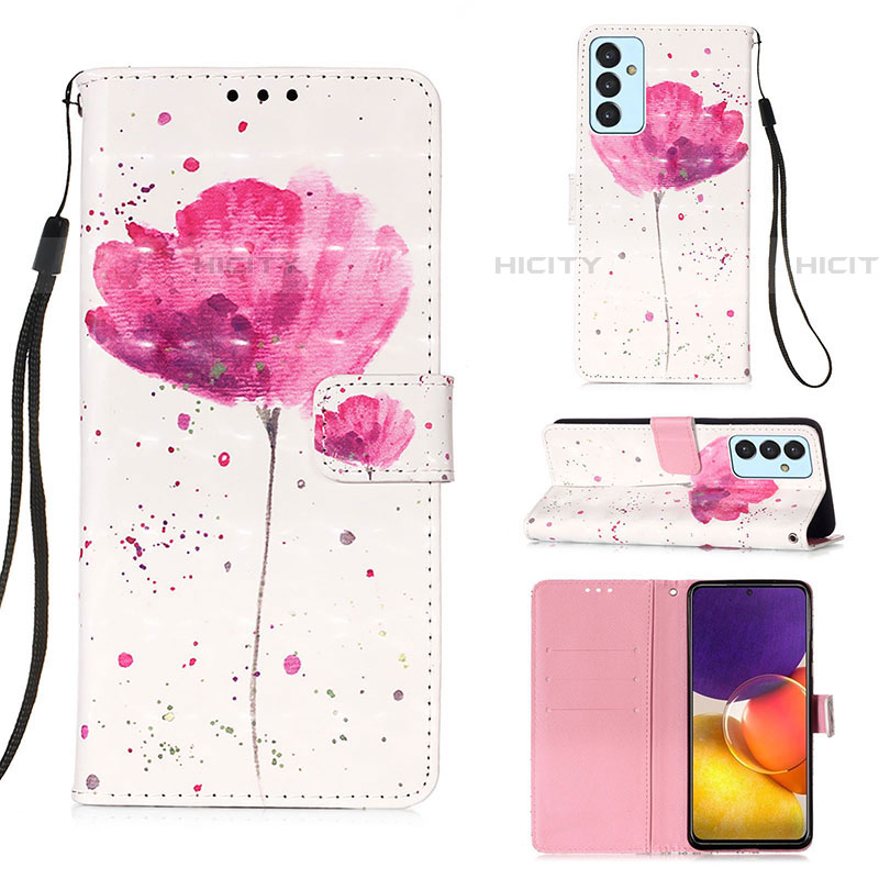 Custodia Portafoglio In Pelle Fantasia Modello Cover con Supporto Y03B per Samsung Galaxy A05s Rosa