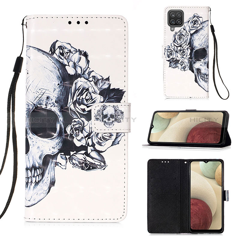 Custodia Portafoglio In Pelle Fantasia Modello Cover con Supporto Y03B per Samsung Galaxy A12