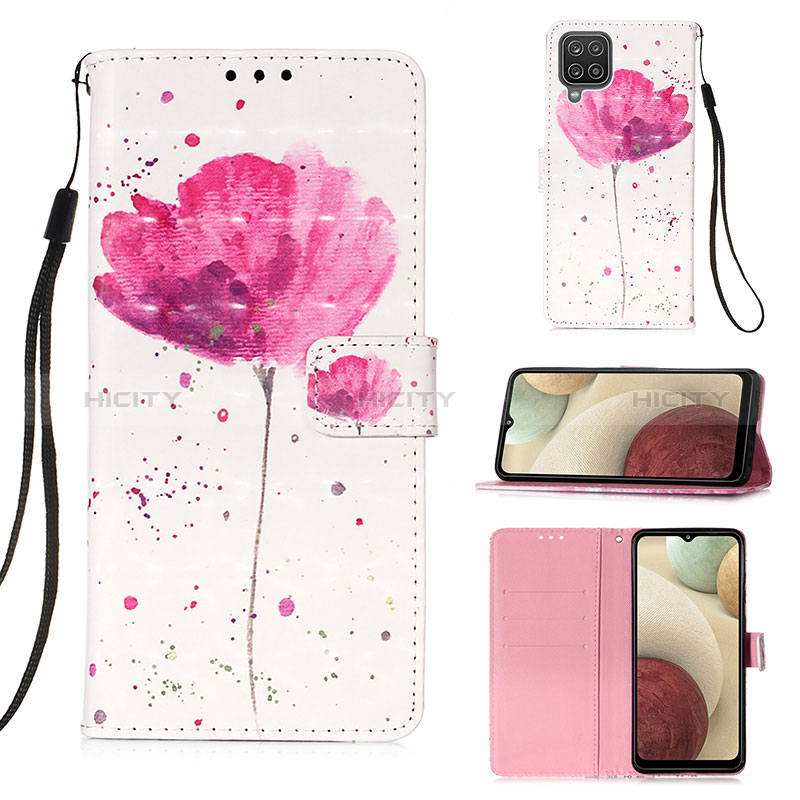 Custodia Portafoglio In Pelle Fantasia Modello Cover con Supporto Y03B per Samsung Galaxy A12