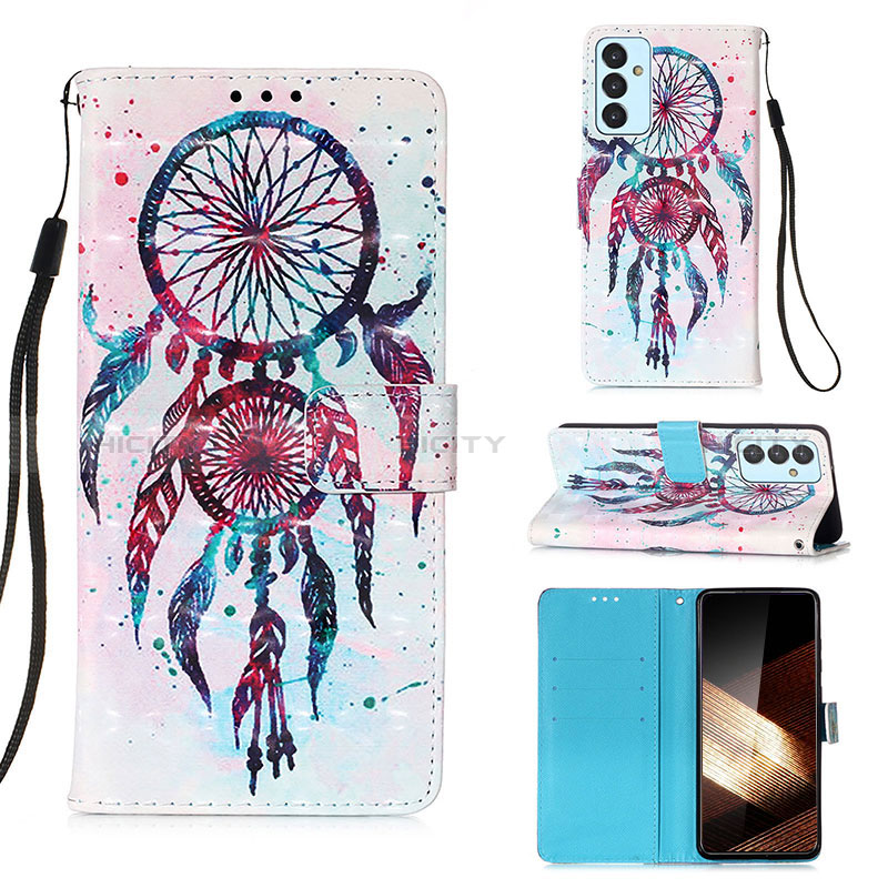 Custodia Portafoglio In Pelle Fantasia Modello Cover con Supporto Y03B per Samsung Galaxy A15 4G Multicolore