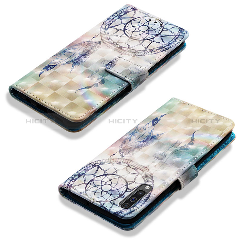 Custodia Portafoglio In Pelle Fantasia Modello Cover con Supporto Y03B per Samsung Galaxy A30S Azzurro