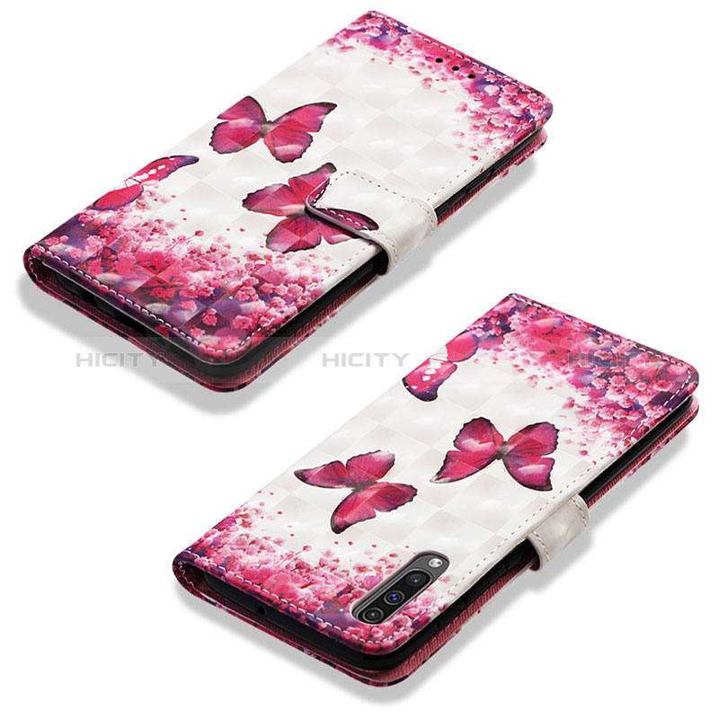 Custodia Portafoglio In Pelle Fantasia Modello Cover con Supporto Y03B per Samsung Galaxy A30S Rosa Caldo