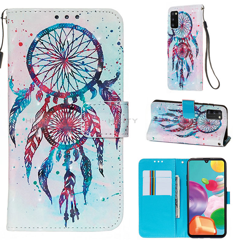 Custodia Portafoglio In Pelle Fantasia Modello Cover con Supporto Y03B per Samsung Galaxy A41 Multicolore