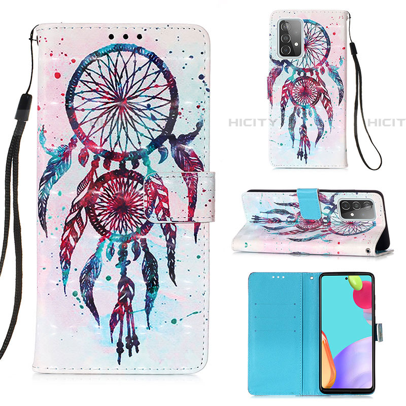 Custodia Portafoglio In Pelle Fantasia Modello Cover con Supporto Y03B per Samsung Galaxy A52 4G Multicolore