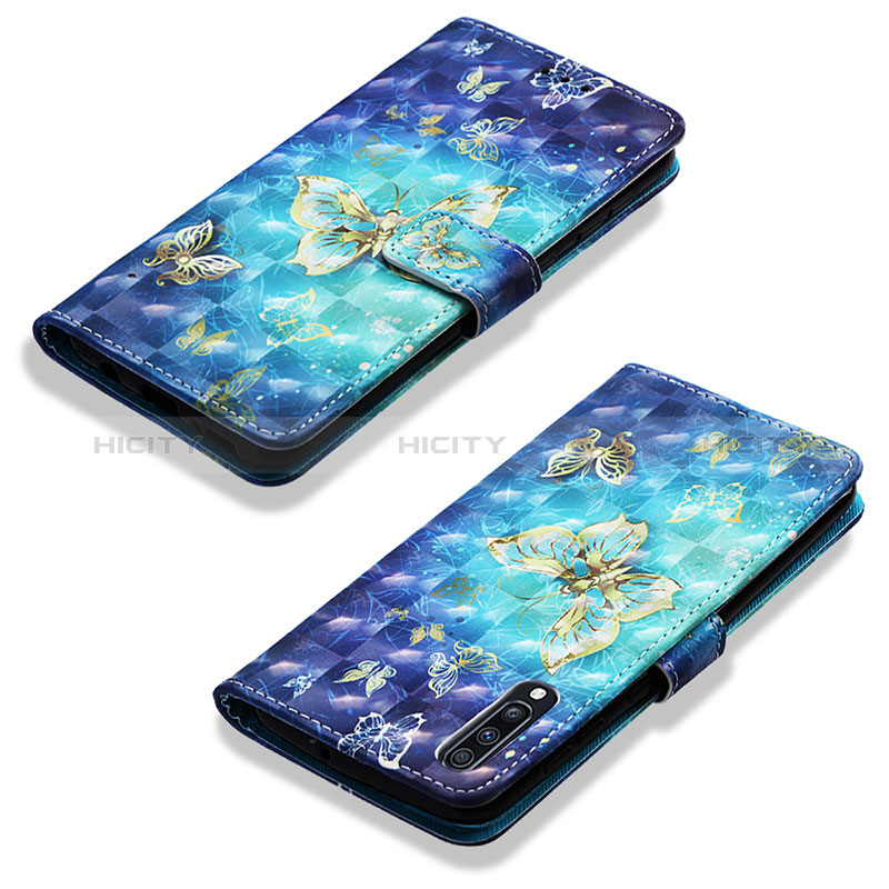 Custodia Portafoglio In Pelle Fantasia Modello Cover con Supporto Y03B per Samsung Galaxy A70 Cielo Blu