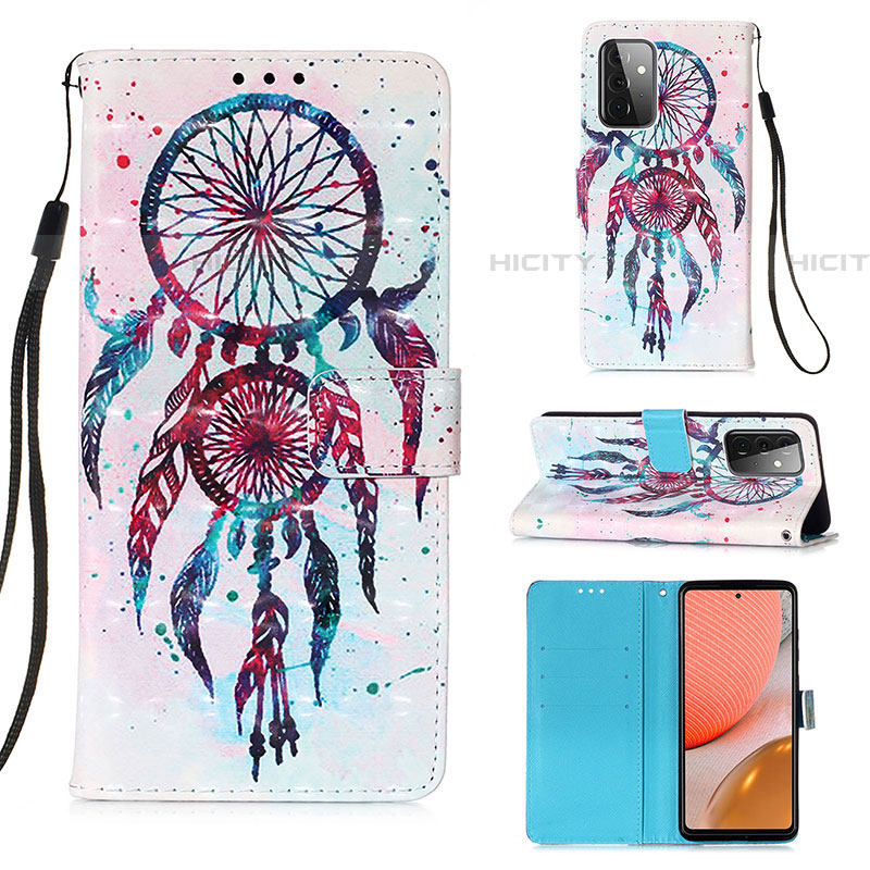 Custodia Portafoglio In Pelle Fantasia Modello Cover con Supporto Y03B per Samsung Galaxy A72 5G Multicolore