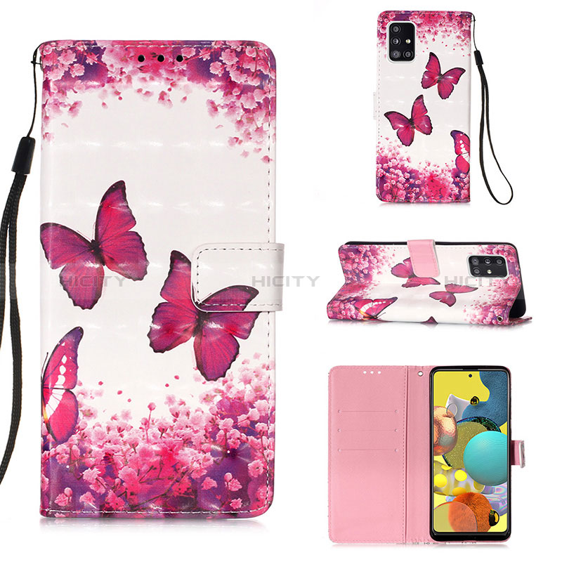 Custodia Portafoglio In Pelle Fantasia Modello Cover con Supporto Y03B per Samsung Galaxy M40S Rosa Caldo