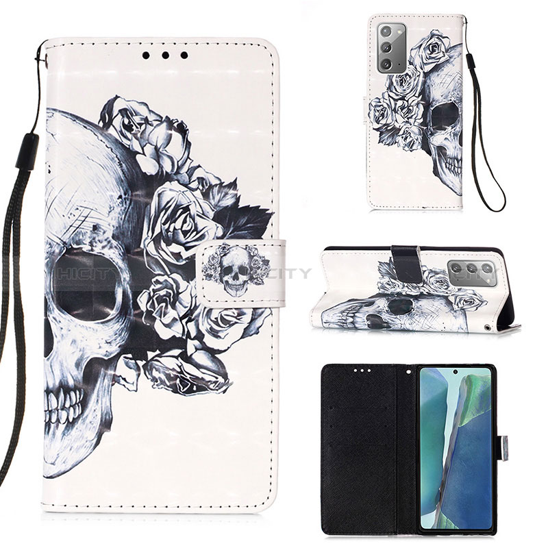 Custodia Portafoglio In Pelle Fantasia Modello Cover con Supporto Y03B per Samsung Galaxy Note 20 5G