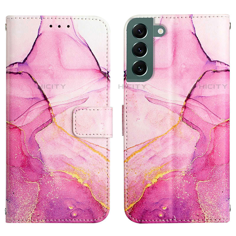 Custodia Portafoglio In Pelle Fantasia Modello Cover con Supporto Y03B per Samsung Galaxy S21 FE 5G Rosa Caldo