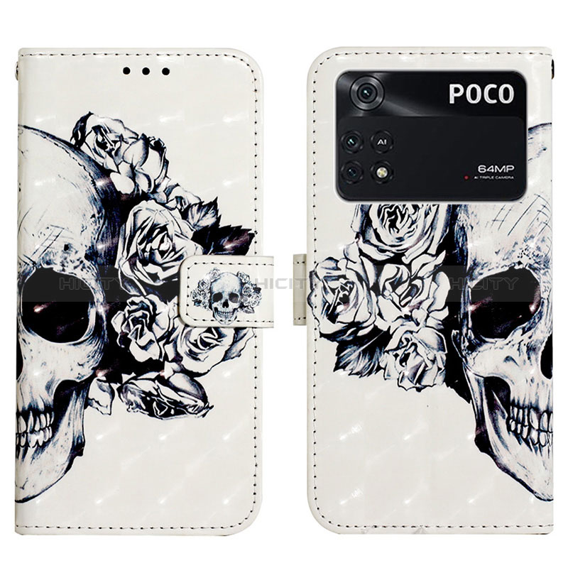 Custodia Portafoglio In Pelle Fantasia Modello Cover con Supporto Y03B per Xiaomi Poco M4 Pro 4G