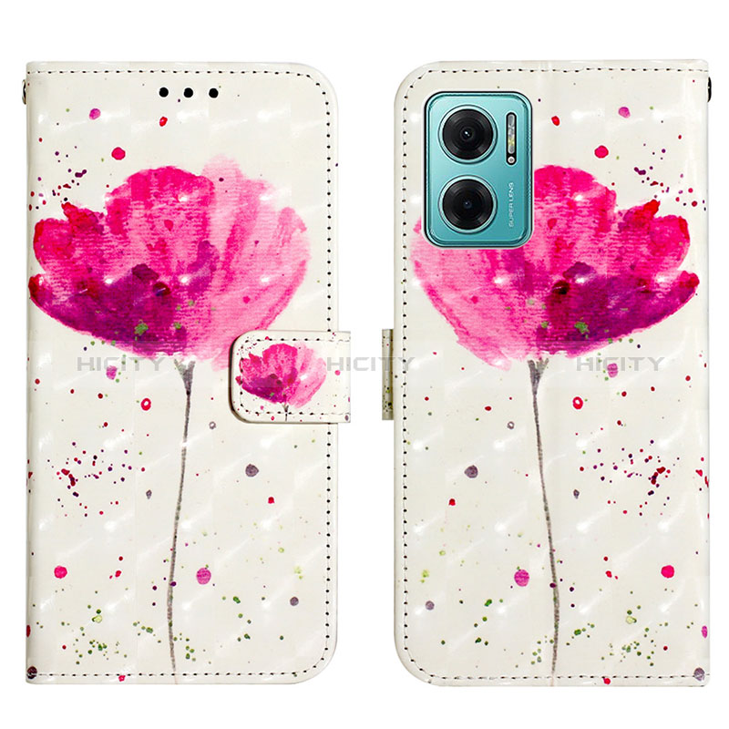 Custodia Portafoglio In Pelle Fantasia Modello Cover con Supporto Y03B per Xiaomi Redmi 10 5G Rosa