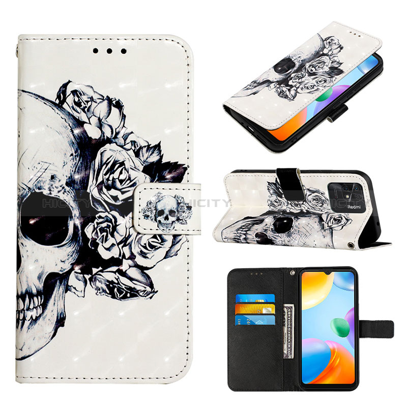 Custodia Portafoglio In Pelle Fantasia Modello Cover con Supporto Y03B per Xiaomi Redmi 10 India