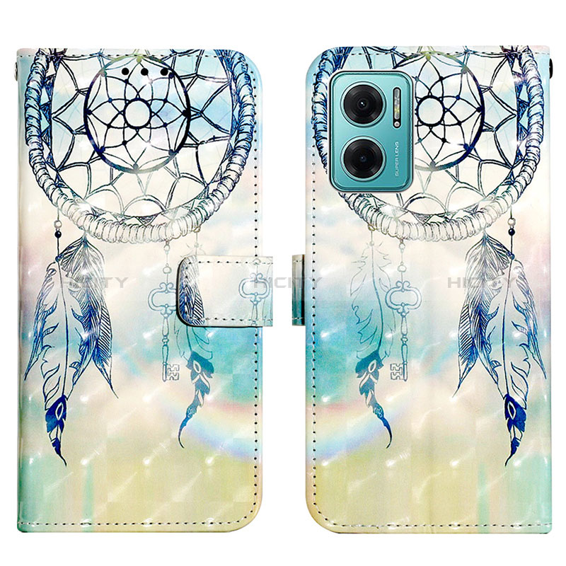 Custodia Portafoglio In Pelle Fantasia Modello Cover con Supporto Y03B per Xiaomi Redmi 11 Prime 5G Azzurro