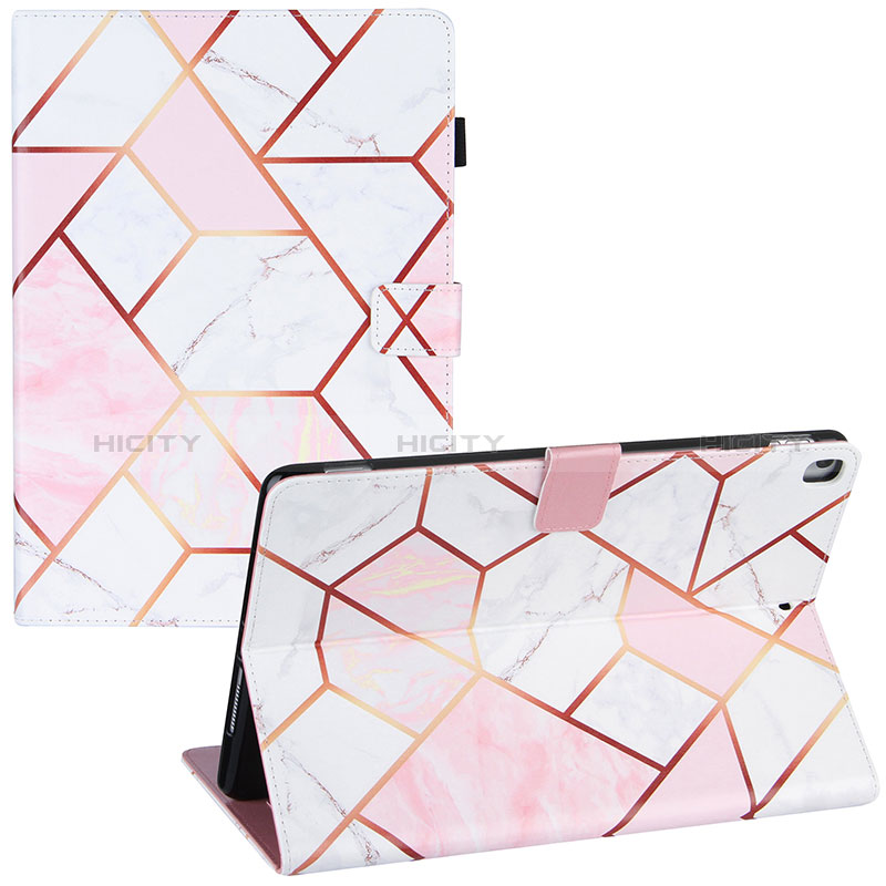 Custodia Portafoglio In Pelle Fantasia Modello Cover con Supporto Y04B per Apple iPad 10.2 (2019) Rosa