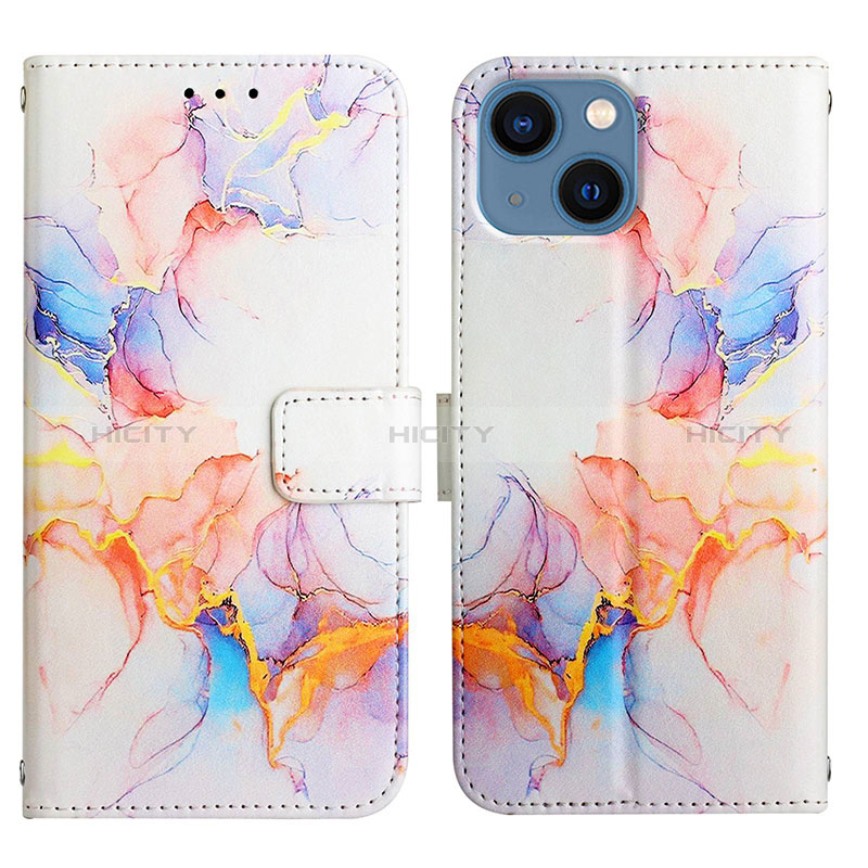 Custodia Portafoglio In Pelle Fantasia Modello Cover con Supporto Y04B per Apple iPhone 14 Plus Blu