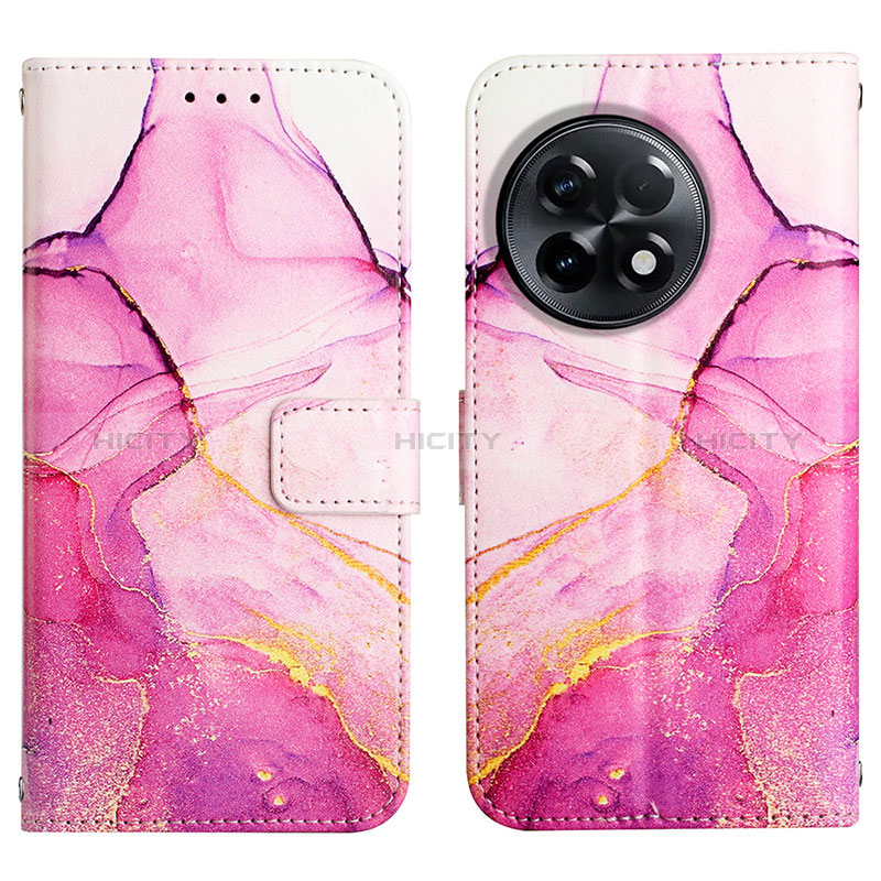 Custodia Portafoglio In Pelle Fantasia Modello Cover con Supporto Y04B per OnePlus Ace 2 Pro 5G Rosa Caldo