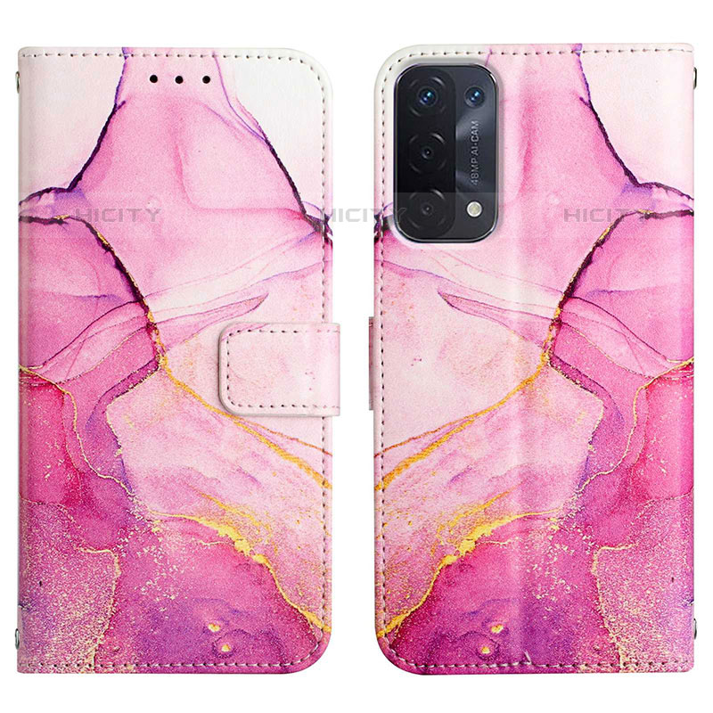 Custodia Portafoglio In Pelle Fantasia Modello Cover con Supporto Y04B per OnePlus Nord N200 5G Rosa Caldo