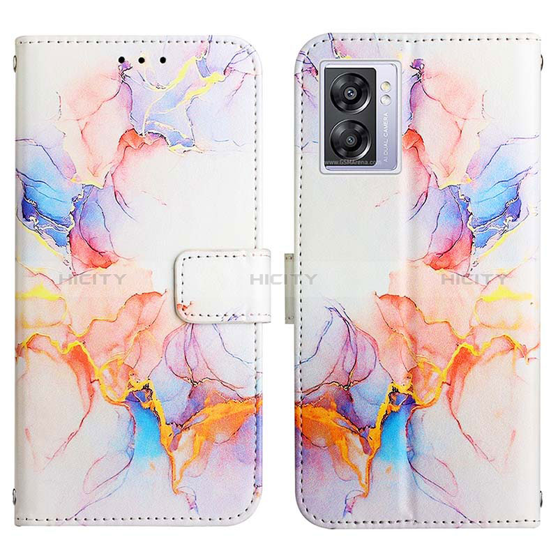 Custodia Portafoglio In Pelle Fantasia Modello Cover con Supporto Y04B per Oppo A56S 5G Blu