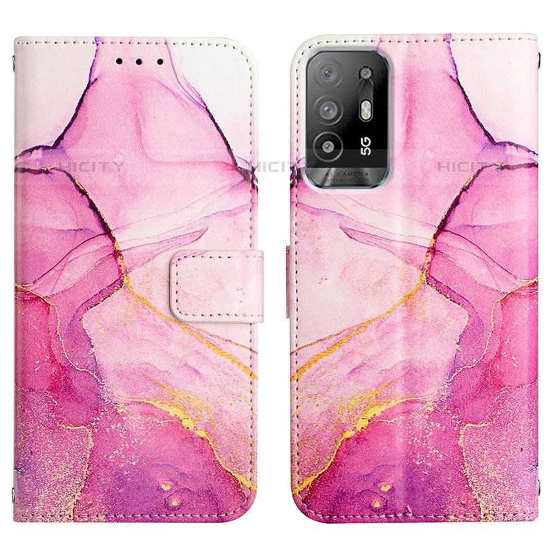 Custodia Portafoglio In Pelle Fantasia Modello Cover con Supporto Y04B per Oppo A94 5G Rosa Caldo