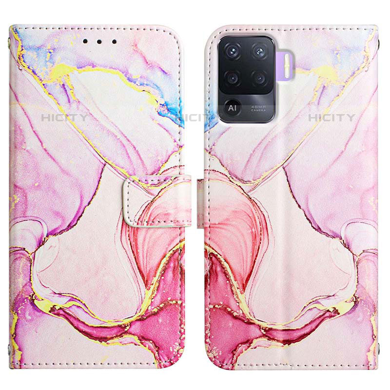 Custodia Portafoglio In Pelle Fantasia Modello Cover con Supporto Y04B per Oppo F19 Pro Rosa