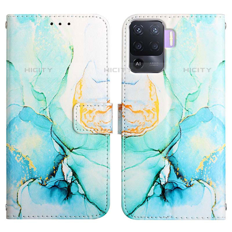 Custodia Portafoglio In Pelle Fantasia Modello Cover con Supporto Y04B per Oppo F19 Pro Verde