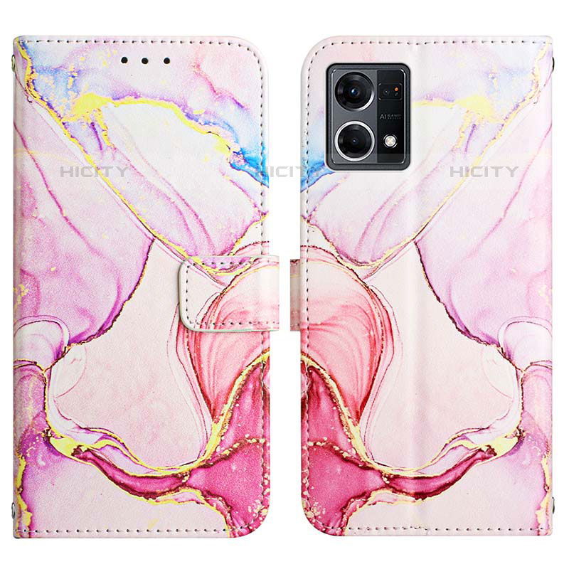 Custodia Portafoglio In Pelle Fantasia Modello Cover con Supporto Y04B per Oppo F21s Pro 4G Rosa