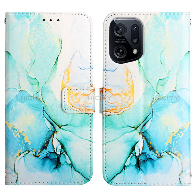 Custodia Portafoglio In Pelle Fantasia Modello Cover con Supporto Y04B per Oppo Find X5 5G Verde