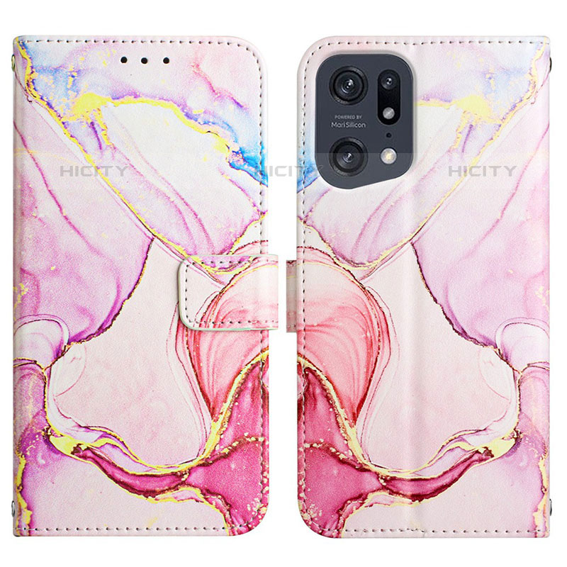 Custodia Portafoglio In Pelle Fantasia Modello Cover con Supporto Y04B per Oppo Find X5 Pro 5G